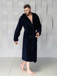 Халат мужской CODY с капюшоном Синий "Polens"
