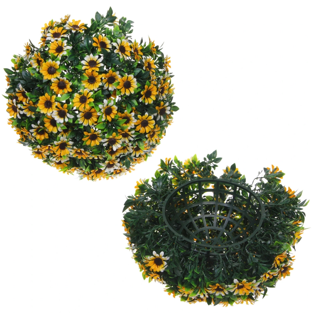 Искусственное растение шар «Самшит» цветы оранжевые D-30см Ultramarine