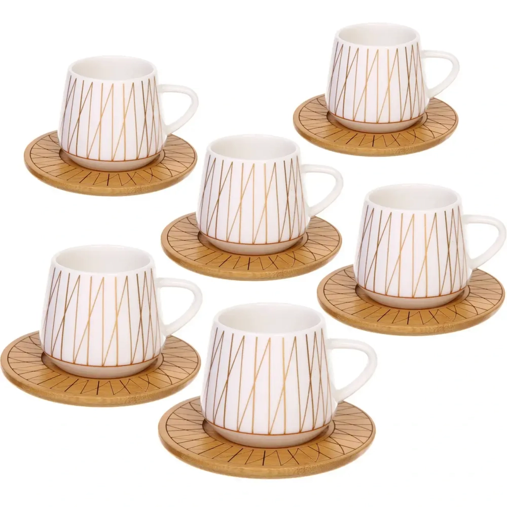 Кофейный набор 12 предметов «Скарлетт» (6 кружек 90мл+6 блюдец), штрихи