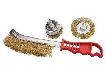 Набор щеток для дрели, 3 шт., 1 Плоская 65 мм, 1 Чашка 50 мм, со шпильками, ручная мет. Matrix 74484