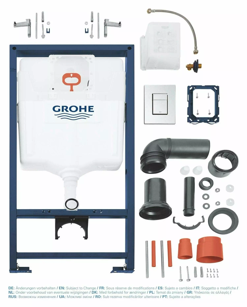 Инсталляция Grohe Rapid SL (Грое Рапид СЛ) 38772001, 3 в 1 для унитаза с кнопкой смыва Хром глянцевый