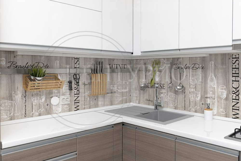 Кухонный фартук Вино и сыр (Ф-120) 3000х600 мм