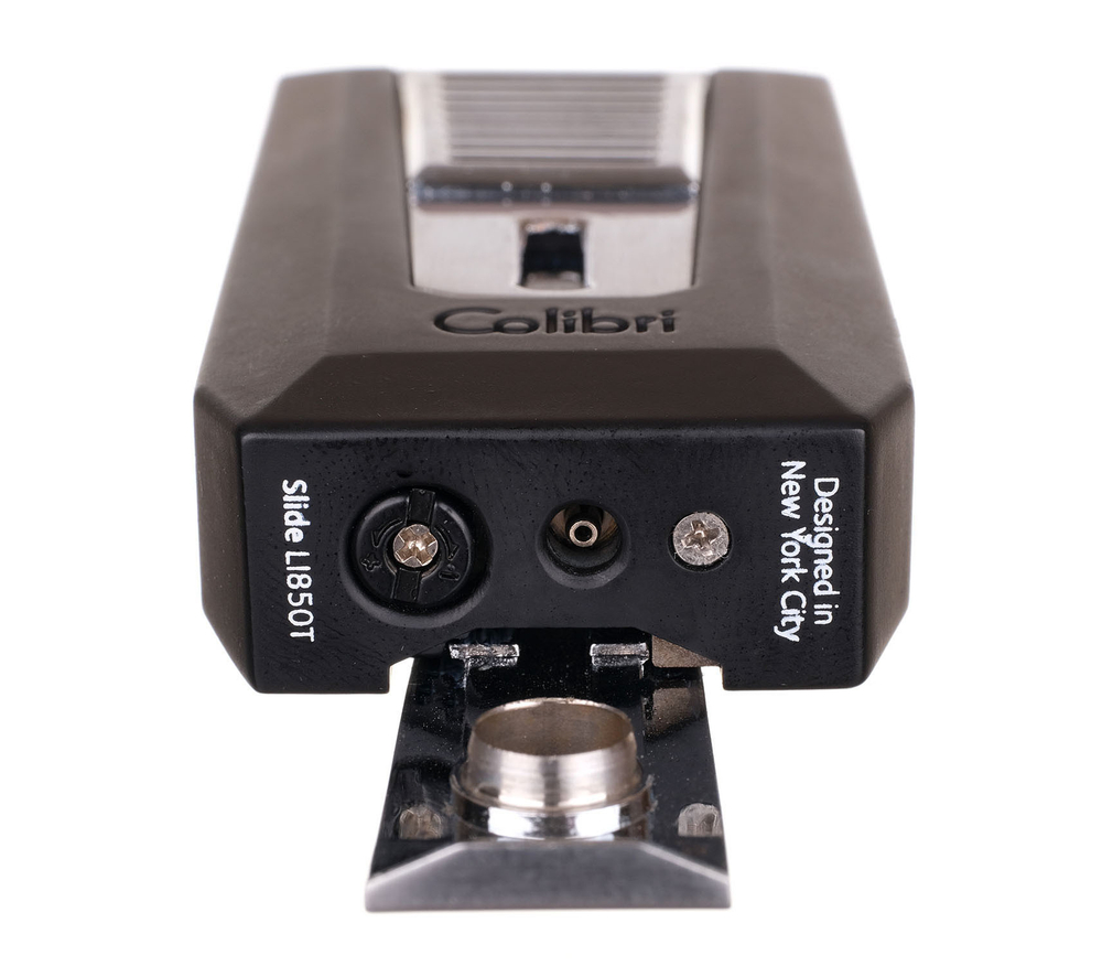 Зажигалка сигарная Colibri Slide (двойное пламя), черная-хром