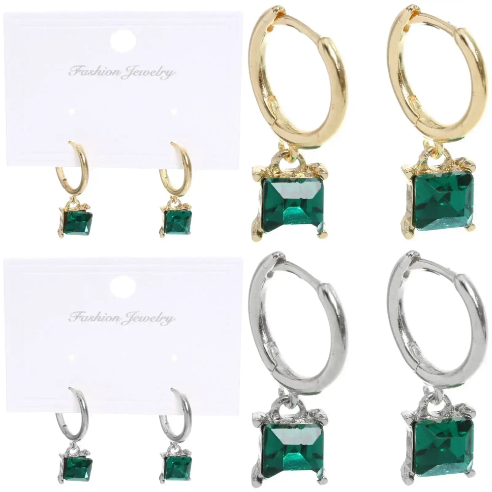 Серьги из гиппоалергенного сплава «ЛАТТИ», глубокий зеленый, цвет серебро и золото, 2,5см