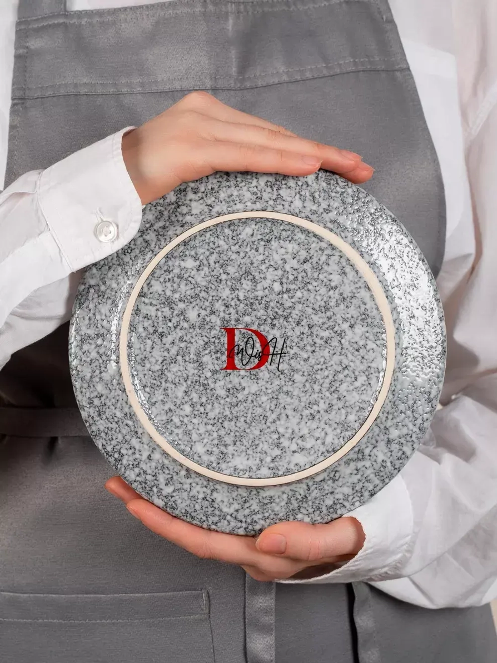 Набор посуды 6 тарелок плоских синих с бортиком 20 см