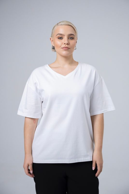 Футболка с V-образным вырезом, белый