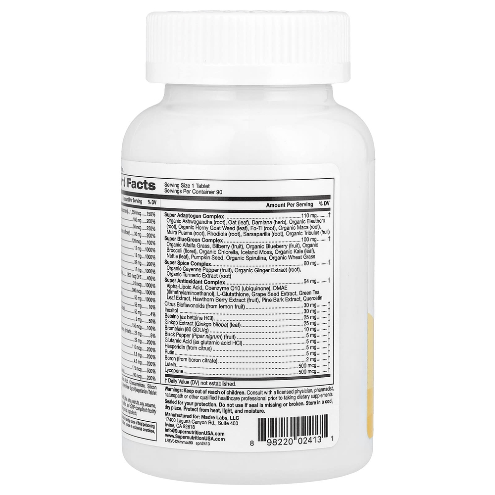 Super Nutrition, SimplyOne®, мультивитамины и суперкомплексы для мужчин, с витамином C и комплексом суперадаптогенов, 90 таблеток