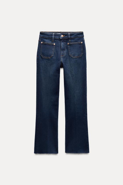 ZARA ДЖИНСЫ С ВЫСОКОЙ ПОСАДКОЙ Z1975 MINI FLARE, СИНИЙ