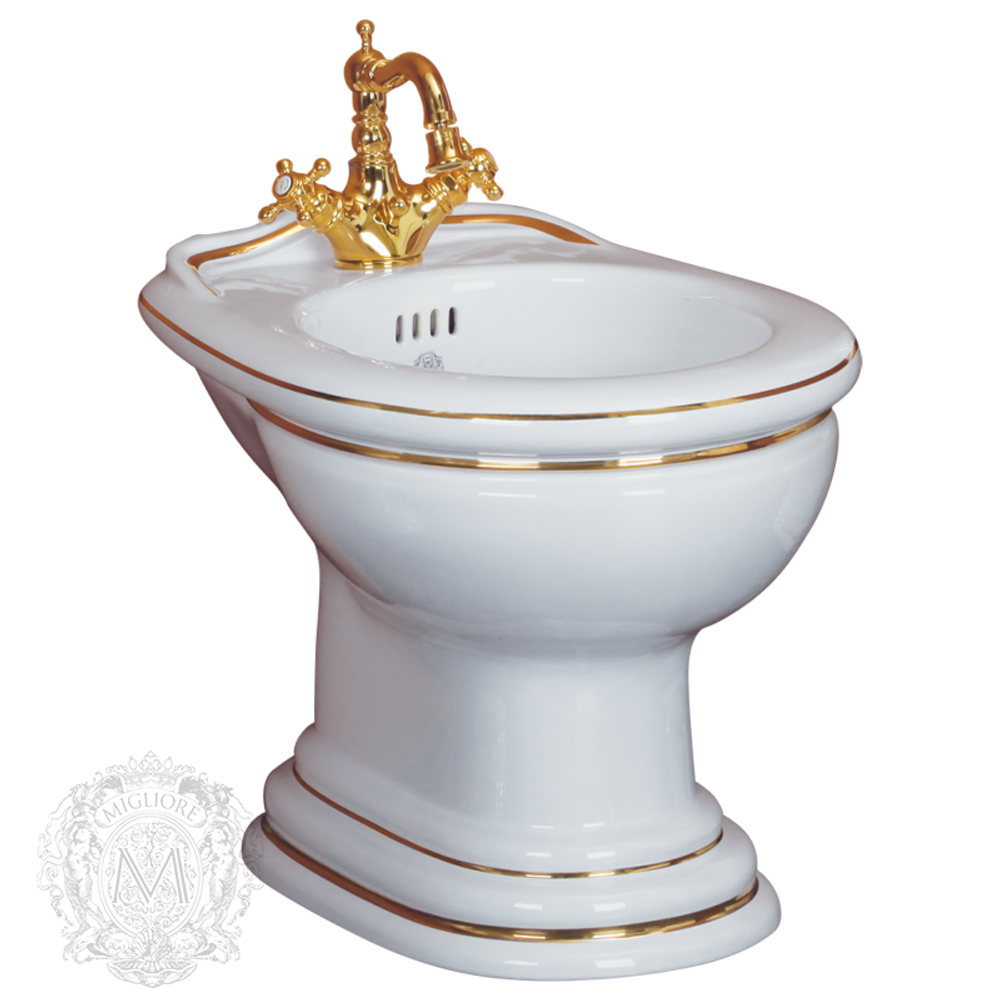 Биде напольное Migliore Milady Milady ML.MLD-25.732.D1, декор золото