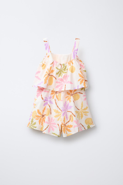 ZARA КОМБИНЕЗОН С ПРИНТОМ «ПАЛЬМЫ», РАЗНОЦВЕТНЫЙ