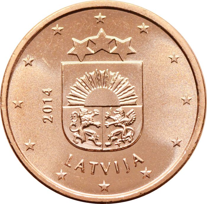 1 евроцент 2014 Латвия (1 euro cent)