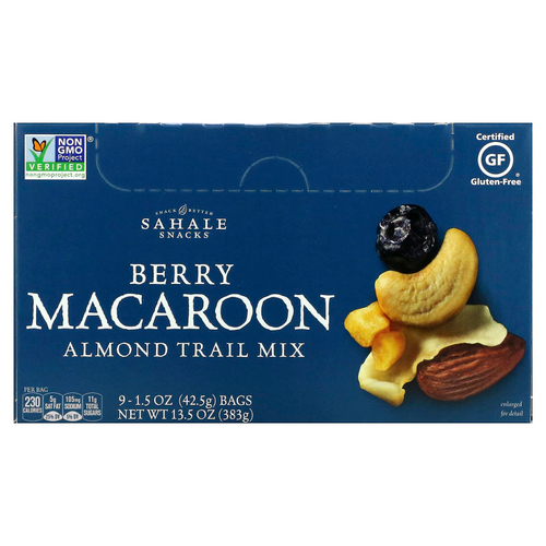 Sahale Snacks, смесь миндаля, орехов и сухофруктов, ягодный макарун, 9 пакетиков по 42,5 г (1,5 унции)