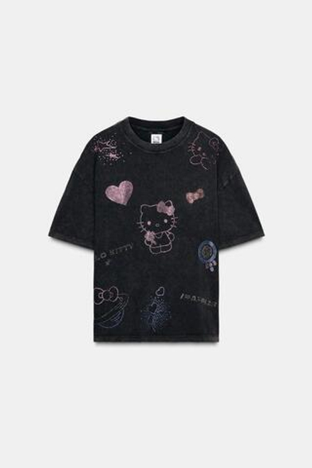 ZARA ФУТБОЛКА HELLO KITTY © 2025 SANRIO, АНТРАЦИТОВО-СЕРЫЙ