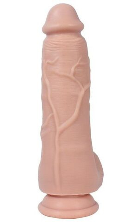 Реалистичный фаллоимитатор REAL с мошонкой на присоске - 21 см.