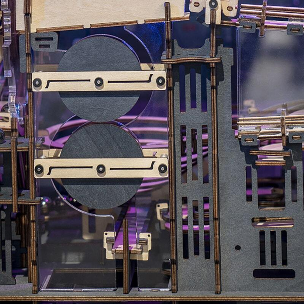 Марбл-трасса ночной город LGA01 от ROKR - Деревянный конструктор, сборная механическая модель, 3D пазл, трасса для шариков