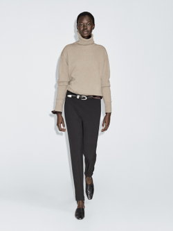 Massimo Dutti Свитер из смесовой шерсти с высоким воротником, серо-зеленый