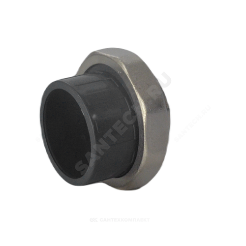 Муфта ПВХ серая под клеевое соед разъемная Дн 63х2" ВР Aquaviva AQVBBD63F