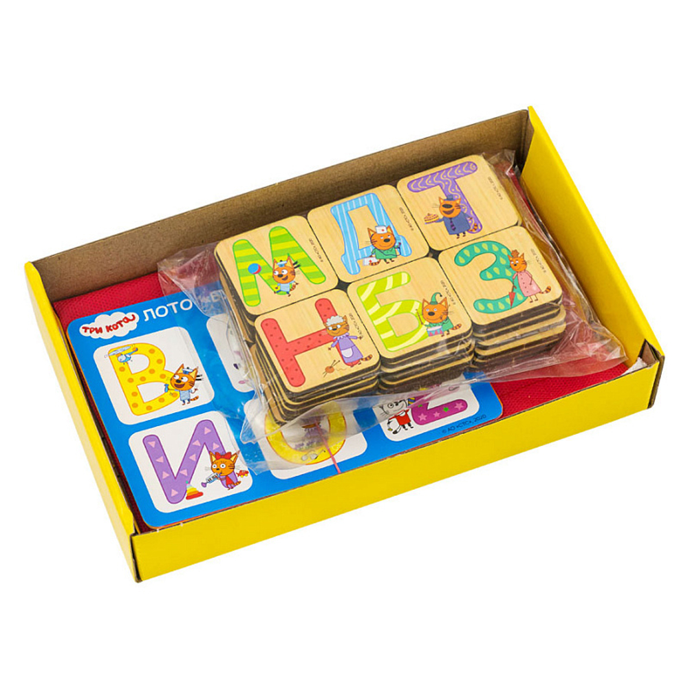 Лото ТРИ КОТА (42 фишки, 7 картинок в мешке) арт. ЛТ10