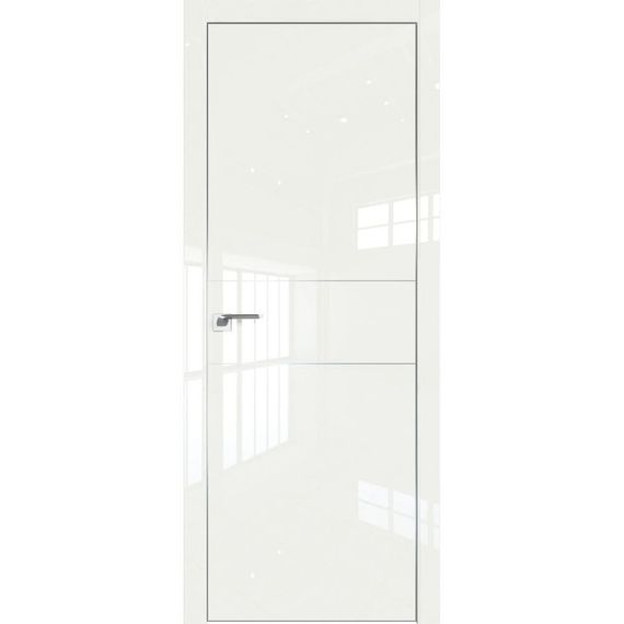 Межкомнатная дверь глянцевая Profil Doors 14LE дарк вайт люкс с алюминиевым молдингом