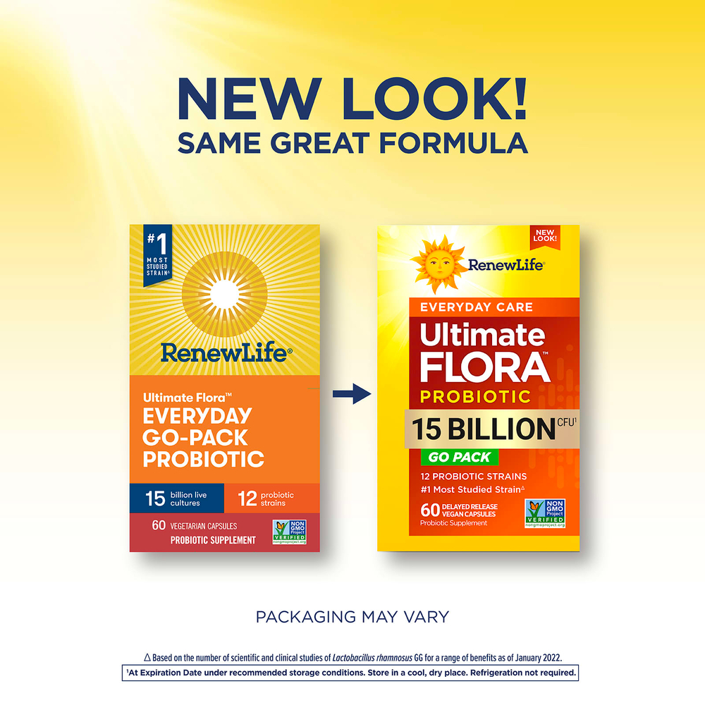 Renew Life, Ultimate Flora ™, пробиотик для повседневного ухода, 15 млрд КОЕ, 60 веганских капсул с отсроченным высвобождением
