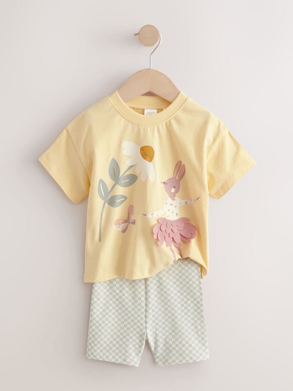 Футболка и шорты в комплекте для девочки Next AD5-475, Светло-желтый, Голубой