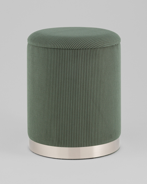 Пуф Эмили с ящиком серебро вельвет зелёный