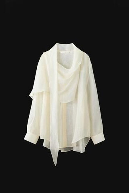ZARA РУБАШКА С ПЛАТКОМ ZW COLLECTION, ЭКРЮ