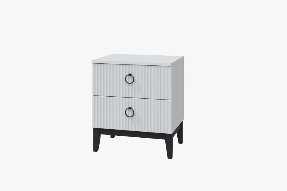 Тумбочки прикроватные с ящиками 2 шт. Белое сияние/Белый снег софт 45х38х57 см