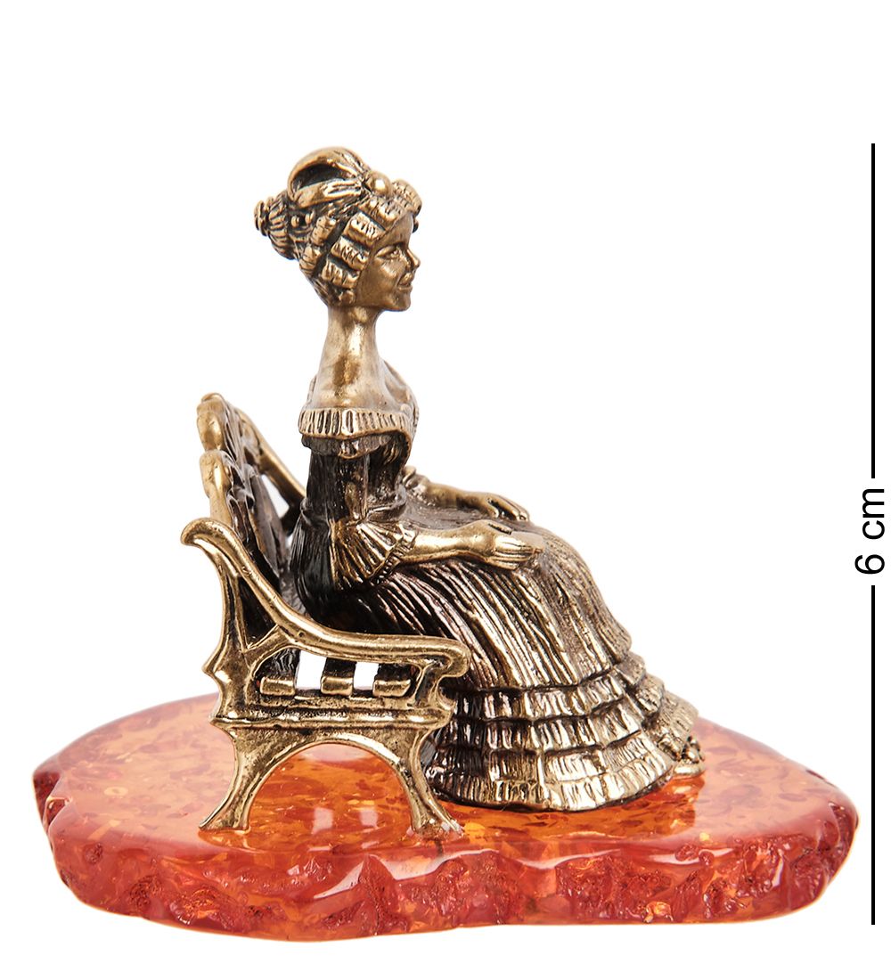 Народные промыслы AM-1915 Фигурка «Дама с зонтиком» (латунь, янтарь)
