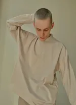 Лонгслив One Two High Neck Logo Moonbeam бежевый