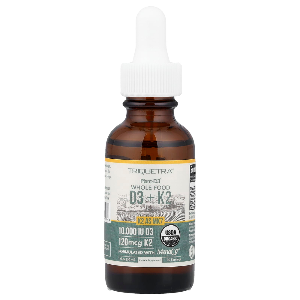 Triquetra Health, Plant-D3®, цельнопищевые витамины D3 и K2, 30 мл (1 жидк. унция)