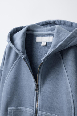 ZARA ХУДИ ИЗ ТКАНИ С ЭФФЕКТОМ ПОТЕРТОСТИ, СИНИЙ