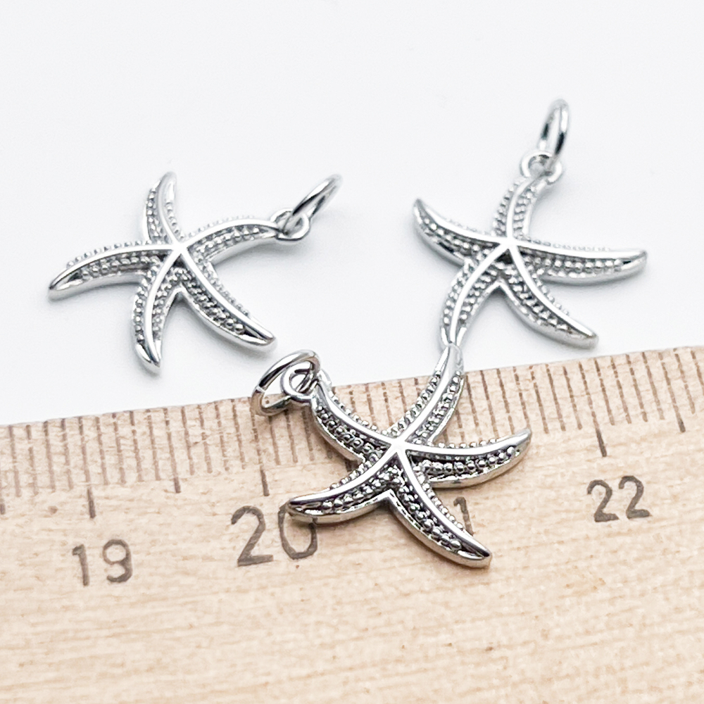 Подвеска Морская звезда, цвет серебро (родий), размер 17*15 мм, цена за 1 шт