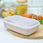 Контейнер 1л прямоугольный, темно-кремовый с прозрачной крышкой, №39