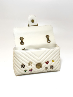 MINI LADY LOVE BAG PUFF PINS – white