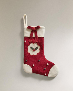 ZARA HOME РОЖДЕСТВЕНСКИЙ НОСОК ИЗ ФЕТРА, КРАСНЫЙ