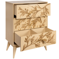 Комод Oliva Branch (Олива Бранч) с 3 ящиками Айвори Мраморное золото