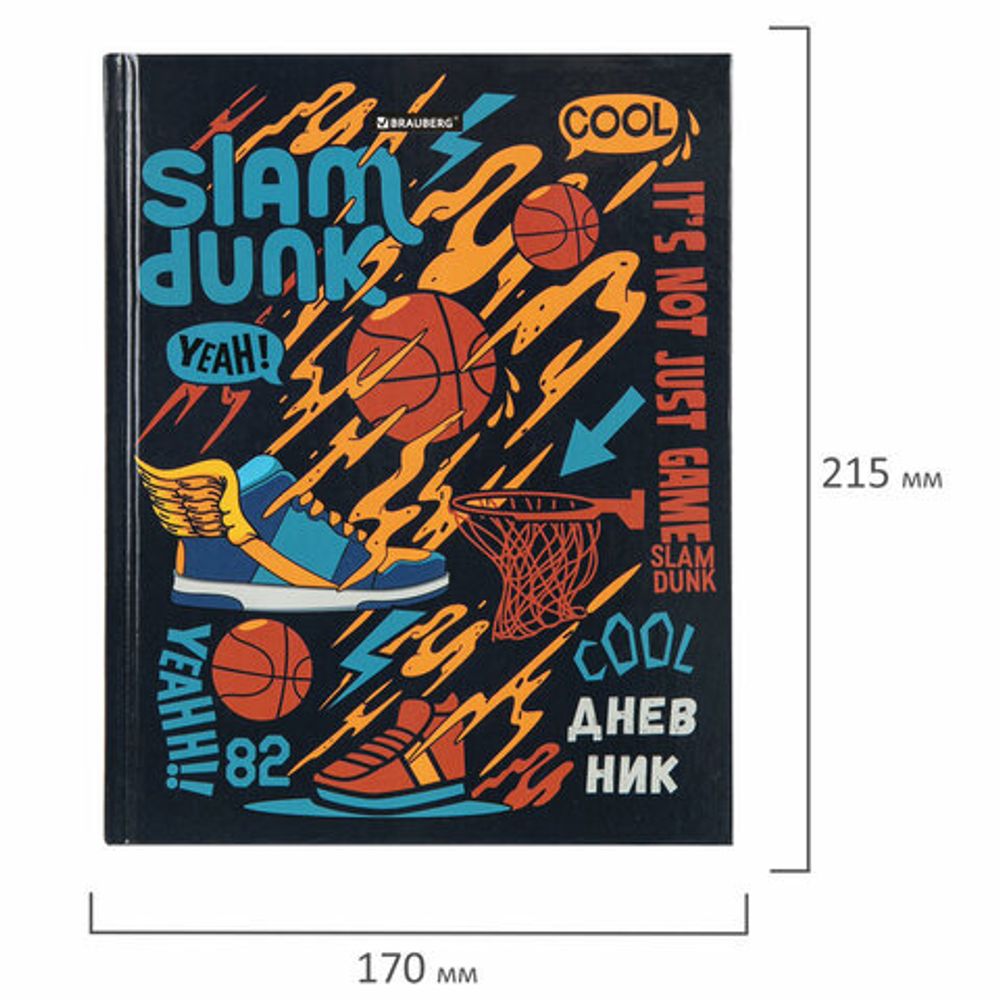 Дневник 1-11 класс 40 л., твердый, BRAUBERG, глянцевая ламинация, "Basketball", 106379