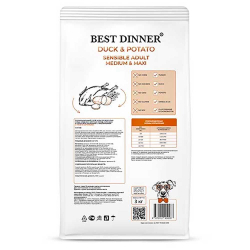 Best Dinner корм для собак средних и крупных пород с чувствительным пищеварением с уткой и картофелем (Adult Sensible Medium & Maxi Duck & Potato)