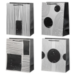 Подарочный пакет Basir, серия "Полоски", черно-белый, с рисунком полоски, 26*32*12 см, ассорти