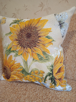 Набор гобеленовых чехлов на декоративные подушки Подсолнухи триптих 47х47 3 шт