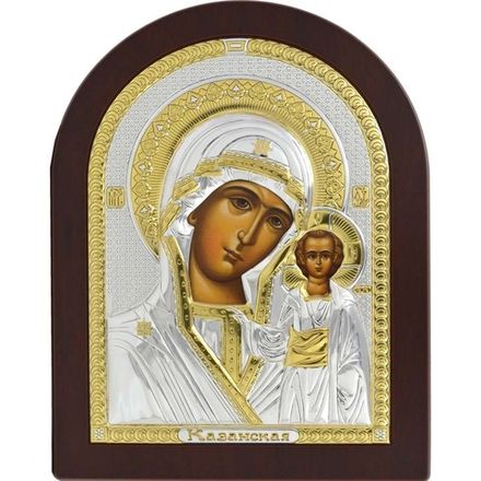 Казанская икона Богородицы. Икона в серебряном окладе.