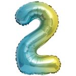 Шар с клапаном (16"/41 см) Мини-цифра, 2, Нежная радуга, Градиент 1 шт.