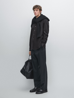 Massimo Dutti Рубашка классического кроя из хлопковой смеси, темно-синий