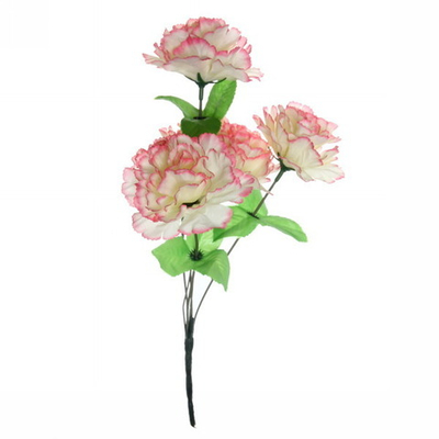 Цветы искусственные 32см букет Гвоздика 6 цветков бело-розовые Ultramarine