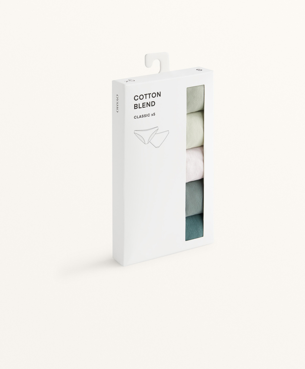 OYSHO Набор из 5 пар классических трусов из хлопковой смеси, зеленый