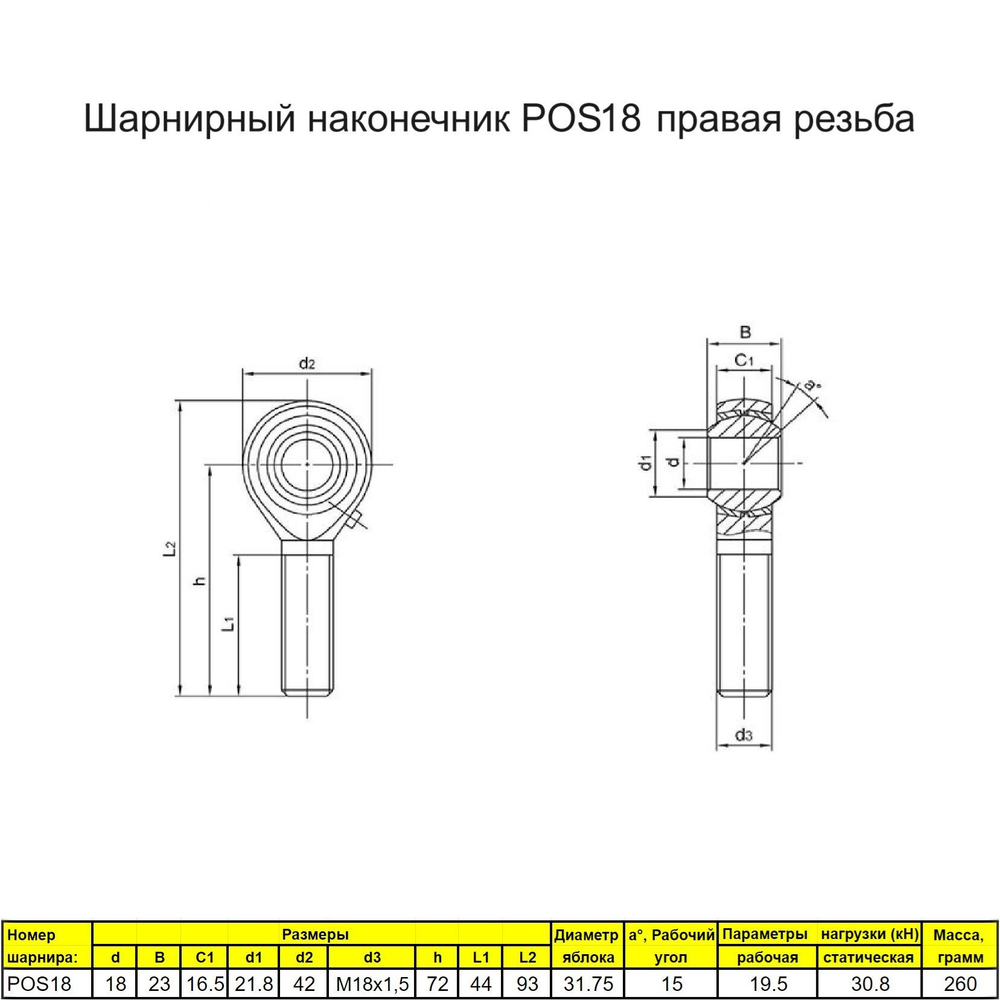Шарнирный наконечник М12 4 шт. / POS12L наружная левая резьба / для ЧПУ и спецтехники