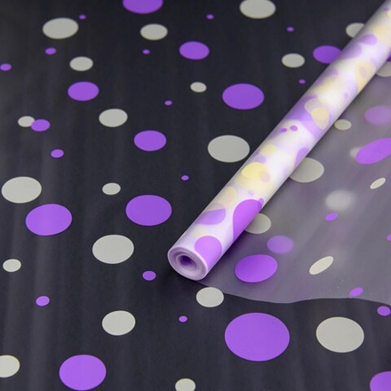 Пленка мат-я "Конфетти" 60см*200гр СИРЕНЕВЫЙ/КРЕМ