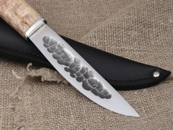 Якутский нож, сталь Х12МФ, рукоять карельская береза, кованый дол