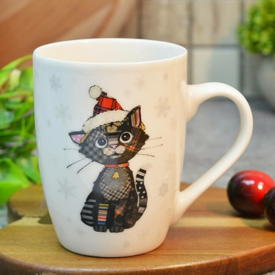 Кружка 360мл Новогодний котенок
